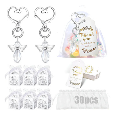 30pcs Recuerdos Para Bautizo Llaveros Y Cajitas Para Dulces