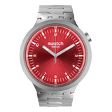 Reloj Swatch Scarlet Shimmer Sb07s104g Color De La Correa Gris Color Del Bisel Rojo Color Del Fondo Rojo
