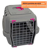 Caixa Transporte Pet N3 Cães Cachorros Gatos Plástico Cor Rosa