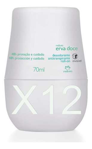 Desodorante Antitranspirante Roll On Natura Erva Doce X12 Un