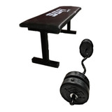 Banco Plano  Ejercicio Y Barra Z Con 40lbs, Pesas Ssr Sport