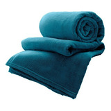 Cobertor Coberta Manta Solteiro Microfibra Camesa Inverno Cor Azul-petróleo