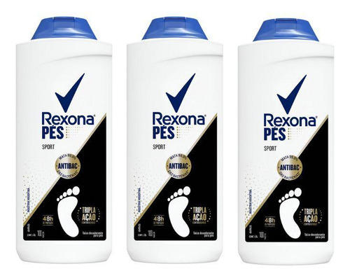 Talco Para Pes Rexona Sport 100g - Kit Com 3un