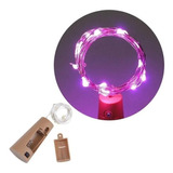 Kit C/ 2 Rolhas De Led Fio De Fada Para Garrafa 2m Rosa