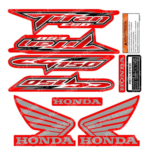 Kit Calcos Completo Para Honda Cg Titan 150 Esd - Laminadas