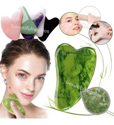 Gua Sha Masajeador Facial De Jade Corporal Manual Corazon