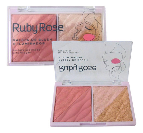 Paleta De Blush E Iluminador Ruby Rose Fancy 11,4g