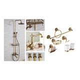 Set Baño Antiguo De Ducha Y Griferia + 6 Accesorios