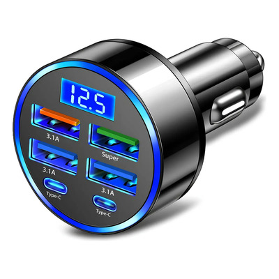 Cargador de Auto Yixoo MX510 62W 6 Puertos USB Tipo-C Carga Rápida con Detección de Voltaje | MercadoLibre