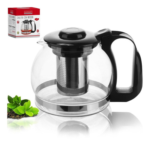 Bule Infusor Chaleira De Vidro Com Coador De Chá Inox 1250ml