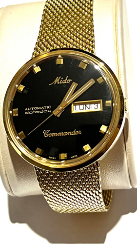 Reloj Mido Commander Dorado Dial Negro De Caballero (8429)