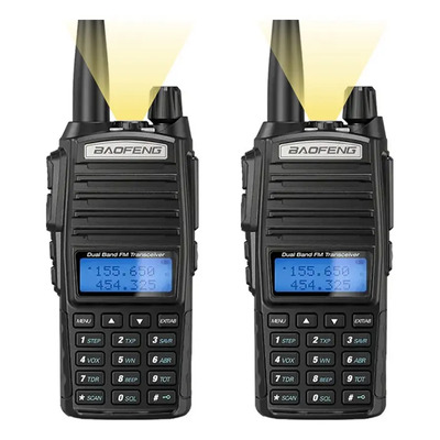 2 Radios Walkie Talkie Baofeng Uv82 Uhf\u002Fvhf 128 Canale 8km Bandas de frecuencia VHF\u002FUHF Color Negro | Envío gratis