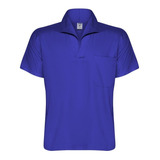 Camisa Jaleco Brim Manga Curta Uniforme Azul Royal