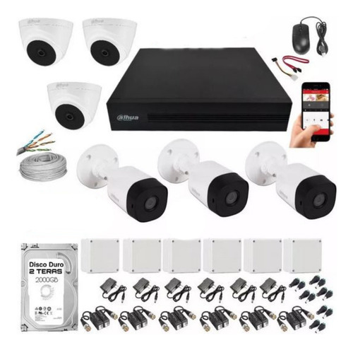 Kit Camaras De Seguridad Dahua 5 Mpx-dvr 8ch+6 Cam Con Disco