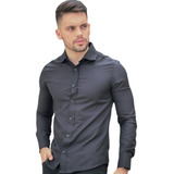 Camisa Social Masculina Manga Longa Linho Slim Premium Luxo