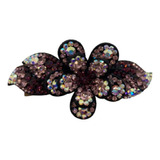 Broche Para Cabello Coreano Flor Diamantes Morado Moda (6pz)