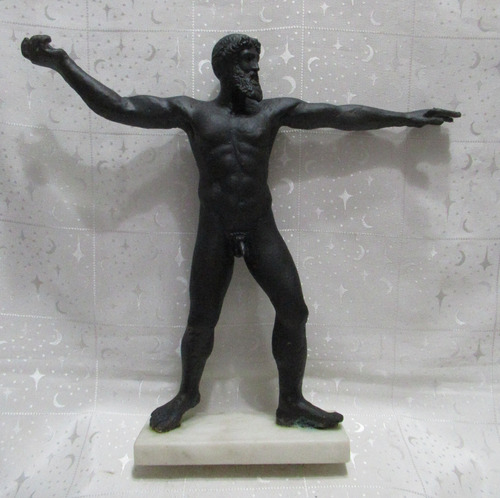 Figura Decorativa Bronce Dios Griego Del Cabo Artemisio 37cm