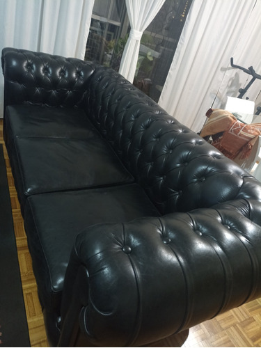 Sillón Chesterfield De 3 Cuerpos De Cuero