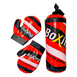 Set Boxeo Infantil 31cm Saco Y Guantes Juguete Niños