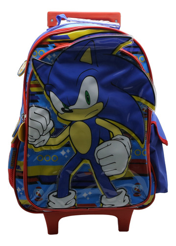 Mochila Con Carro Grande 16 PuLG Sonic Con Licencia Oficial