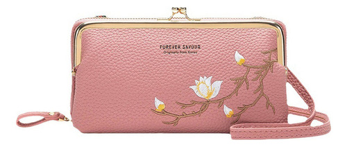 Bolso Bandolera Porta Celular Cartera Mujer Flores Bordadas