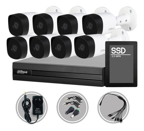 Kit Seguridad Dvr 8ch Dahua + 8 Camaras 5mp Full Hd + Disco