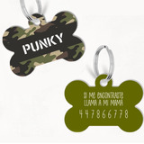 Placa Para Perro Personalizada Huesito Modelo Army V1