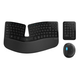 Kit De Teclado Y Mouse Inalámbrico Microsoft Sculpt Ergonomic Inglés Us De Color Negro