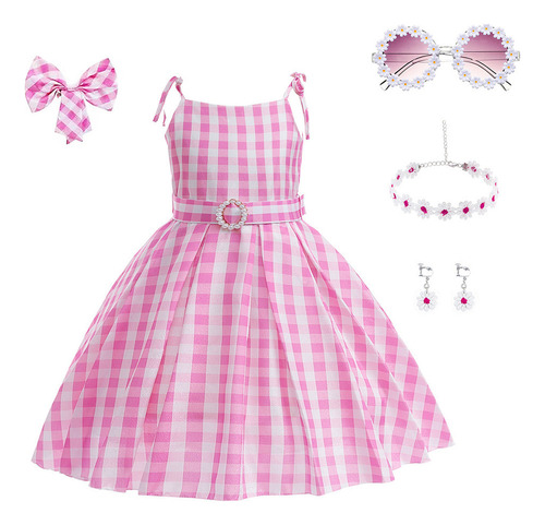 Vestido Barbie Princesa Rosa Para Niña Con Accesorios