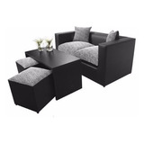 Super Oferta!sillon Cubo+mesa+puff+deco,eco Cuero Y Chenille