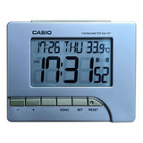 Relógio De Mesa Despertador Casio Digital Data Temperatura Cor Prata