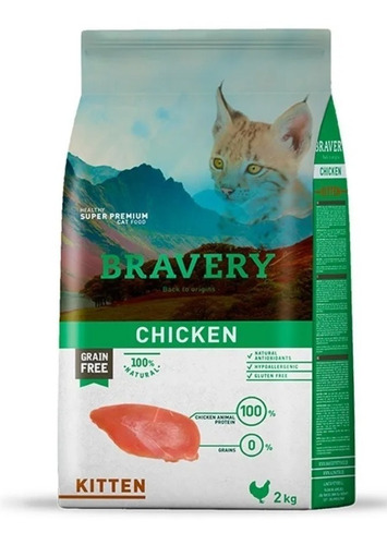 Alimento Gato Bravery Chicken Kitten 2kg