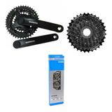 Set Grupo Transmision Shimano Mtb 24v- Piñon- Cadena -platos