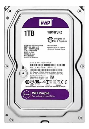 Hd 1 Tb Sata Cftv Purple Western Digital Intelbras
