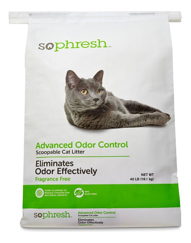 Sophresh Arena Aglutinante Sin Aroma Para Gato, 18.1 Kg