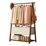 Percheros De Madera Rack Organizador Ropa 2 Niveles De Pie