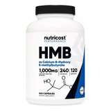 Suplemento Hmb 1000mg De Calcio 240 Capsulas Para 4 Meses Sabor Sin Sabor