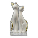 Estatua De Pareja De Gatos - Decoración Para Oficina Y Hogar