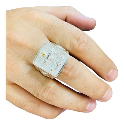 Ao 137  Anillo Sello Para Hombre Grande Cuadrado De Ancla