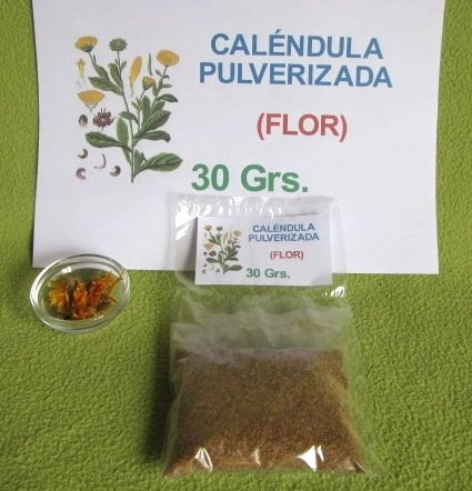 Calendula Organica Pulverizada, 30 Grs, Flor Seca