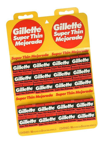 Navaja Gillette Super Thin  2filos, Hoja De Afeitar 100 Pzas