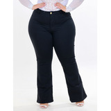 Calça Jeans Feminina Plus Size Tradicional Trabalho Cós Alto