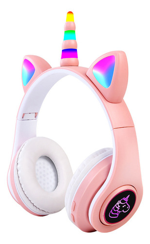 Audífonos Bluetooth 5.1 Led De Unicornio Para Niños