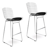 2 Banqueta Comedor Cocina Desayuno Bertoia Taburete Cromada