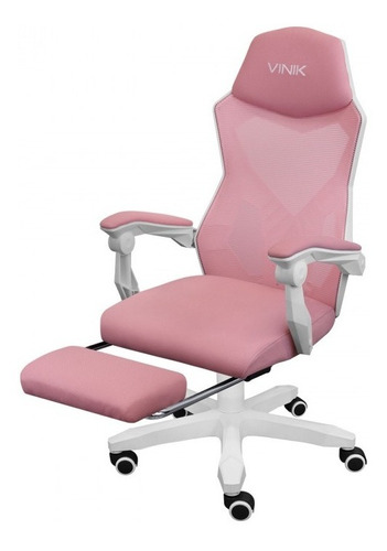 Cadeira Gamer Rocket Branca Com Rosa - Cgr10brs