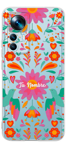 Funda Para Xiaomi Tejido Mexicano Flores Corazones Nombre