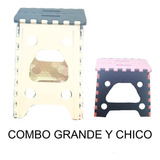 2 Bancos Plegables Grande/chico Portatil Plastico Uso/rudo 