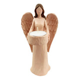 Enfeite Anjo Castiçal Com Vela Decoração 20cm Nude Moderno