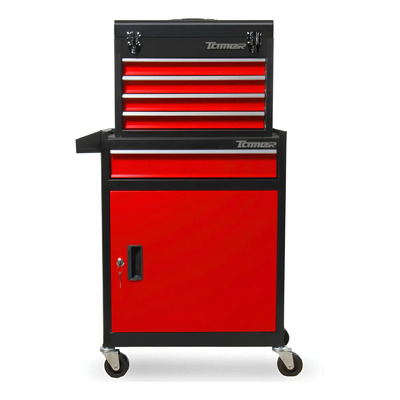 Caja Y Estante De Herramientas Tamer Cec-03 Metal Ruedas 6 Compartimentos Negro