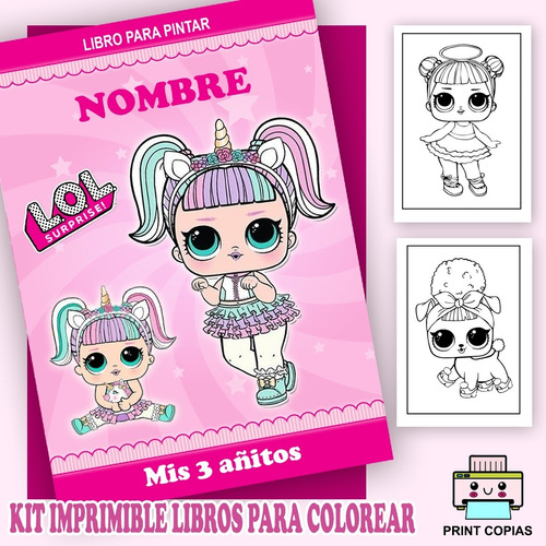 Kit Imprimible Librito Para Pintar  Y Personalizar Lol